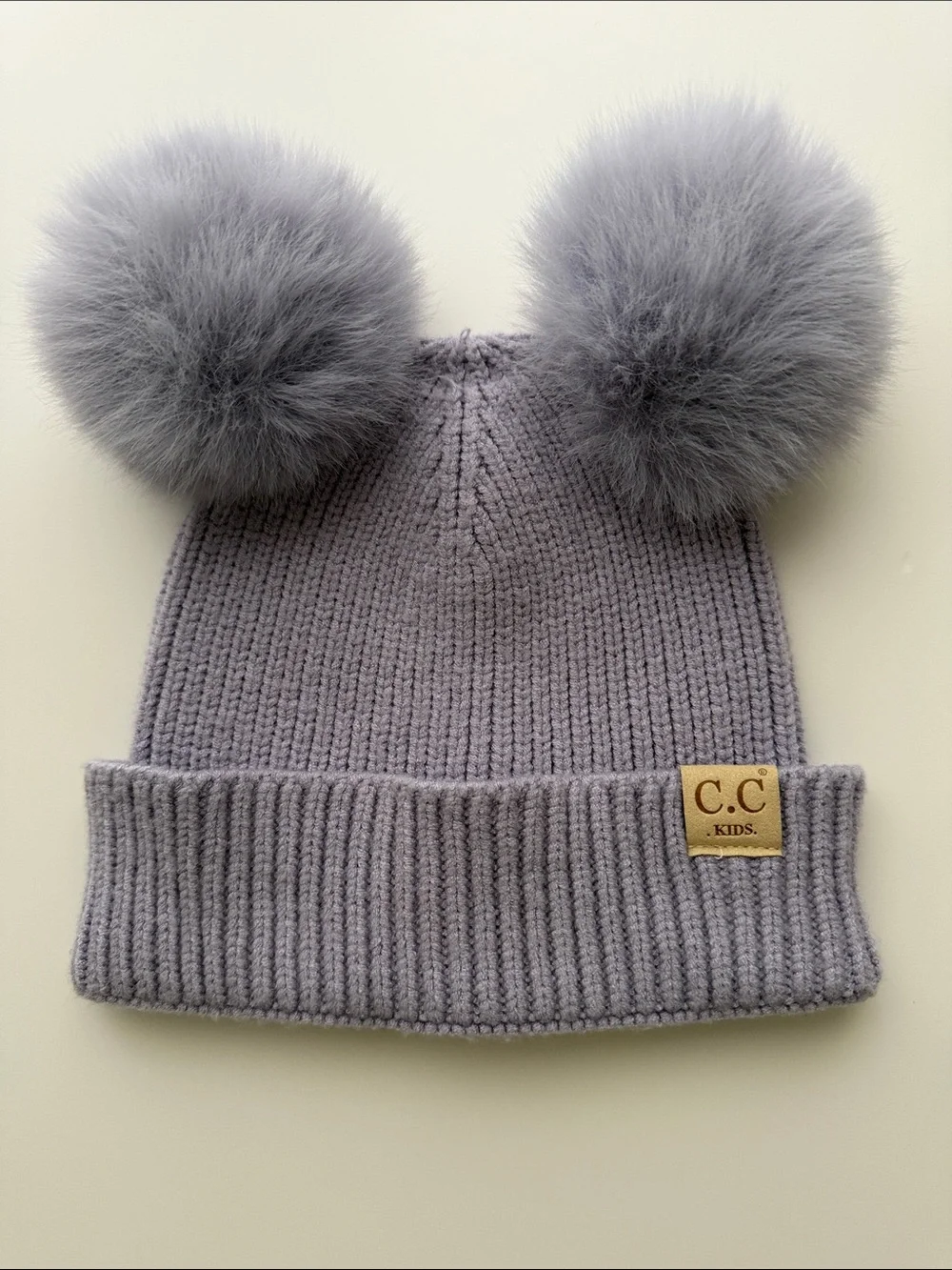 C.C Kids Double Pom Beanie - Heather Lavender
